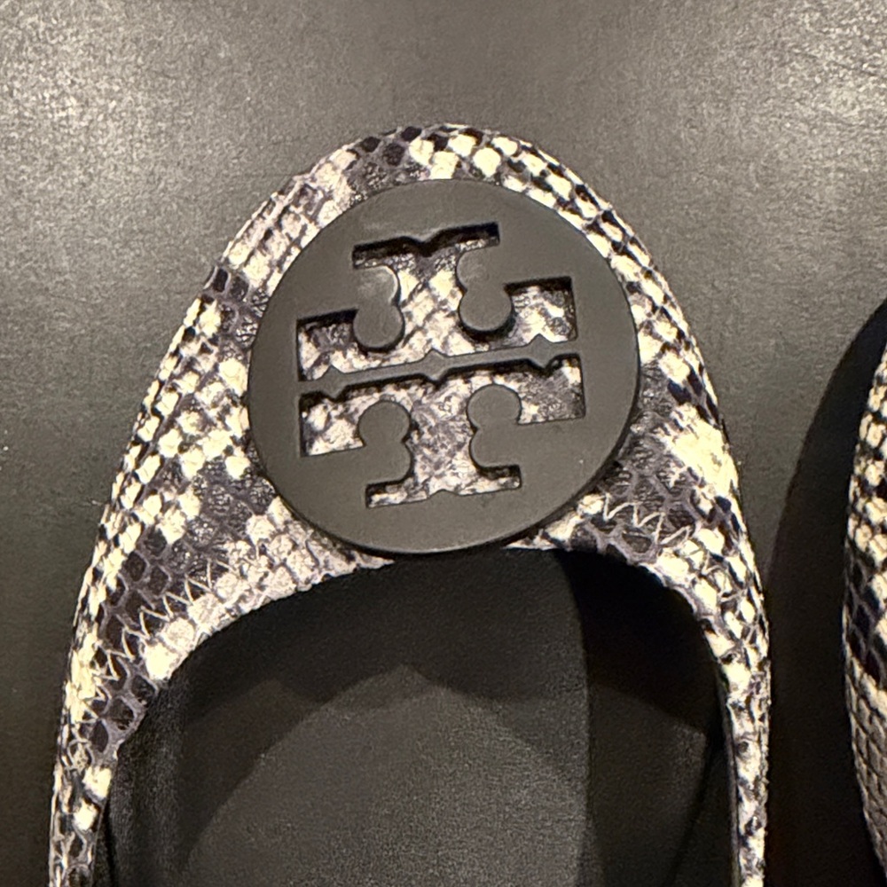 Tory Burch Black and Cream Patterned Loafers - Picture 6 of 9